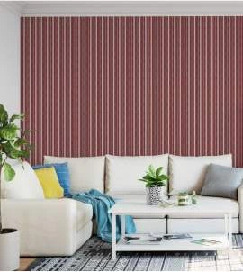 Papel de parede listrado vermelho borgonha