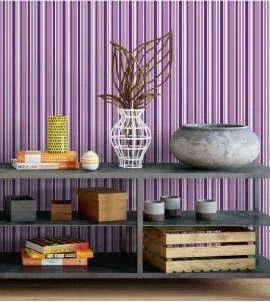 Papel de parede listrado roxo branco lilas