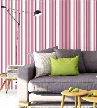 Papel de parede listrado rosa e branco