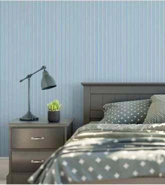 Papel de parede listrado azul e branco