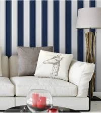 Papel de parede listrado com listras em tons de azul e branco 1481-3479