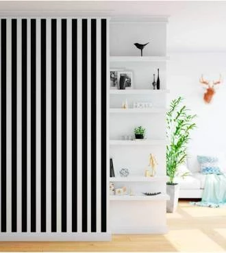 Papel de parede listrado branco e preto