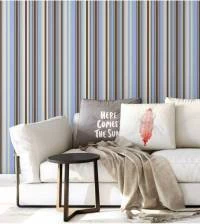 Papel de parede listrado com listras em tons de azul menino 1492-3505