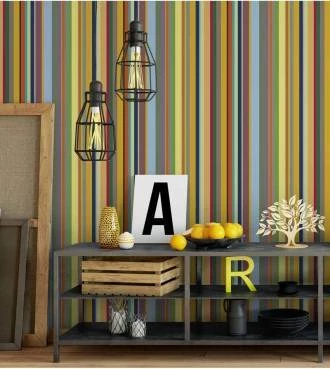 Papel de parede listrado arco iris