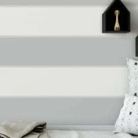 Papel de parede listras grossas em cinza e branco