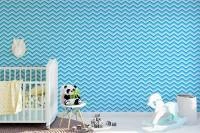 Papel de parede chevron azul tiffany e branco 682-3536