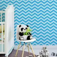 Papel de parede chevron azul tiffany e branco 682-3537