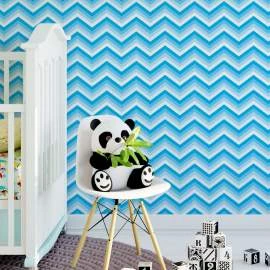 Papel de parede chevron azul tiffany e branco