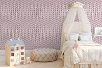 Papel de parede chevron rosa cinza e branco 683-3538