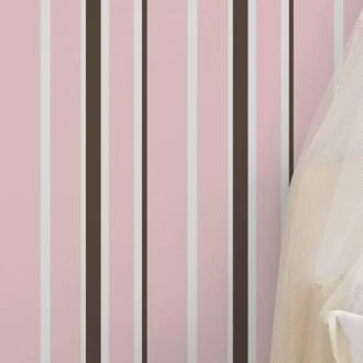 Papel de parede listrado rosa, marrom e branco