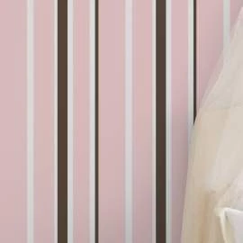 Papel de parede listrado rosa marrom e branco
