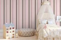 Papel de parede listrado rosa marrom e branco 1506-3550