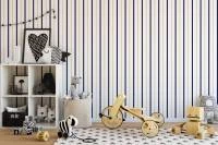 Papel de parede listrado branco bege e azul marinho 1510-3558