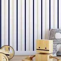 Papel de parede listrado branco bege e azul marinho 1510-3559
