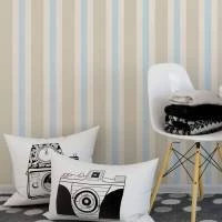 Papel de parede listrado bege e azul claro infantil 1513-3567