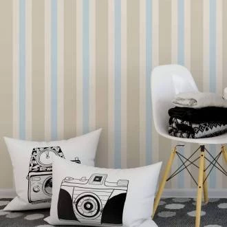 Papel de parede listrado em tons de marrom , bege e azul