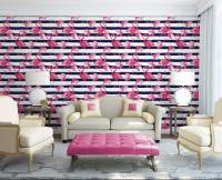 Papel de parede flamingo rosa listrado 1521-3582