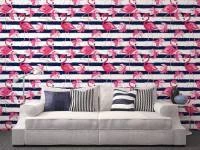Papel de parede flamingo rosa listrado 1521-3583