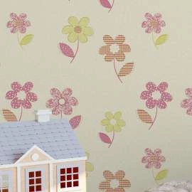 Papel de parede Girl Floral Rosa e Amarelo