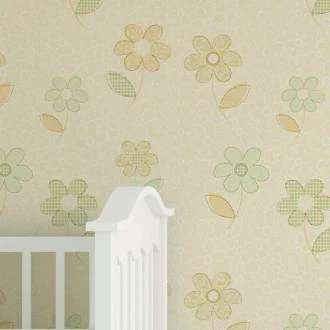 Papel de Parede Girl Floral Verde e Amarelo