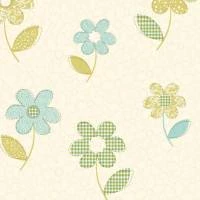 Papel de parede Girl Floral Verde Azul e Amarelo 1533-3605