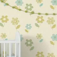Papel de parede Girl Floral Verde Azul e Amarelo 1533-3607