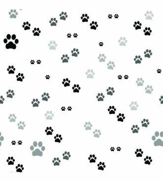 Papel De Parede Adesivo Animais - Patas Gato Cachorro Pet Preto/Branco -  Sala - Ambientes