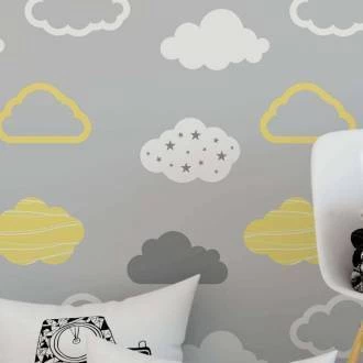 Papel de parede nuvem amarela e cinza