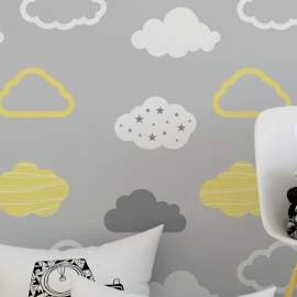Papel de parede nuvem amarela e cinza
