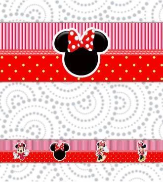 Faixa decorativa Minnie com listras e poá