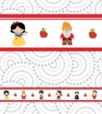 Faixa decorativa branca de neve e os 7 anões