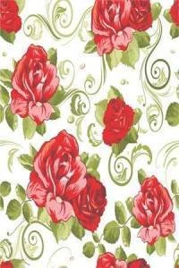 Papel de parede floral com fundo bege e rosas vermelhas 328-376