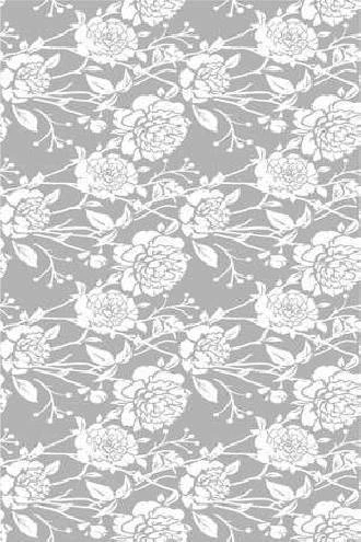 Papel de parede floral com fundo cinza e flores brancas