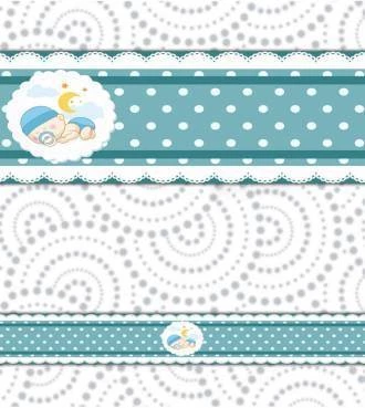 Faixa decorativa poá azul bebê
