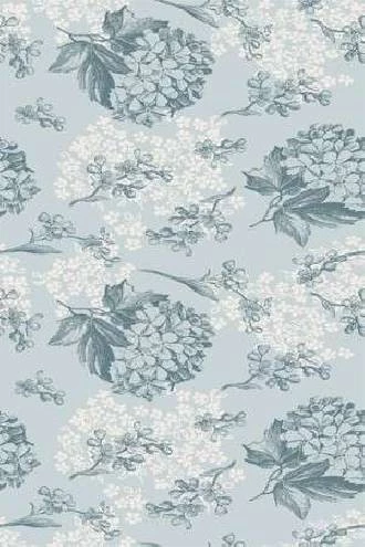 Papel de parede floral com fores azuis e brancas