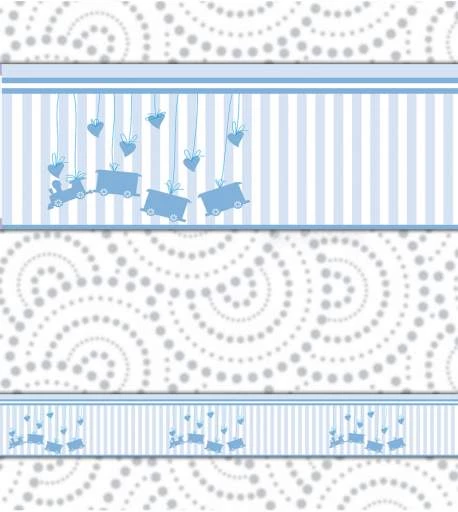 Faixa decorativa infantil de menino azul com trenzinhos 549-3805