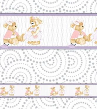 Border adesivo com desenhos de ursinhas de vestido.