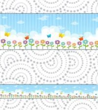 Faixa decorativa adesiva com nuvens e flores 1658-3839