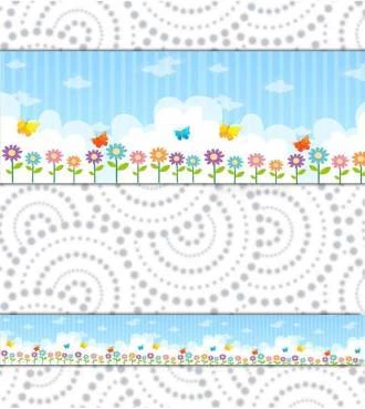 Faixa decorativa adesiva com nuvens e flores