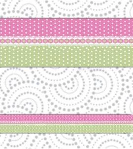 Faixa decorativa infantil poá verde e rosa