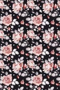 Papel de parede floral com rosas e fundo preto 337-385
