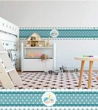 Faixa decorativa poá azul bebê 1642-3858