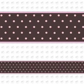 Faixa decorativa poá com fundo escuro e bolinhas rosas