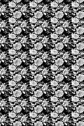 Papel de parede floral com fundo preto e rosas brancas