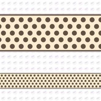 Faixa decorativa (Border) adesivo poá com fundo bege e bolinhas marrons.
