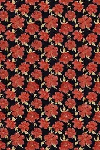 Papel de parede floral com flores vermelhas e fundo preto