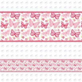 Faixa decorativa borboletas rosas