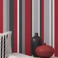 Papel de parede listrado vermelho cinza e branco 1680-3931