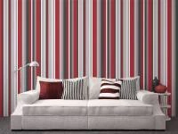 Papel de parede listrado vermelho cinza e branco 1680-3932
