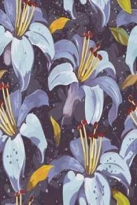Papel de parede floral com lírios azuis 347-395